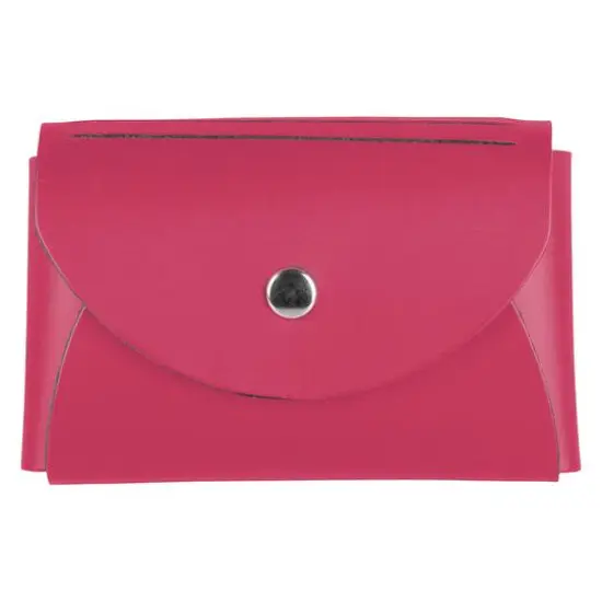 JAM Paper Italian Leather Business Card Holder Case with Round Flap Fuchsia Pink {2}