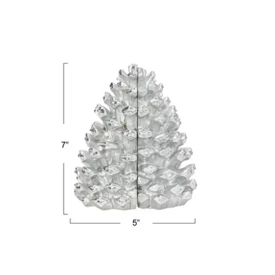 Hello Honey&reg; Pinecone Bookends Set Silver {6}