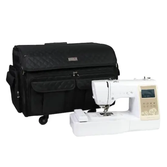 Everything Mary XL Black Quilted Deluxe Rolling Sewing Machine Case {5}