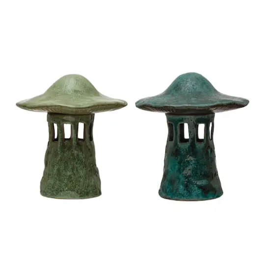 Hello Honey&reg; 9" Stoneware Mushroom Lantern with Lid Set, 2ct. {1}