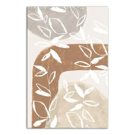 Abstract Neutral Flowers Canvas Wall Art {1}