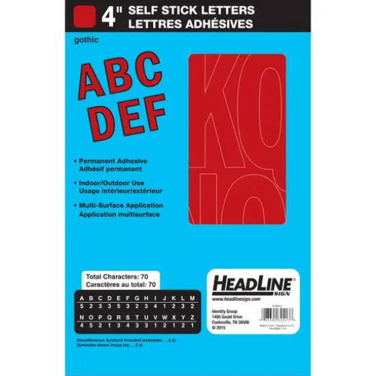 Headline Sign&reg; Red Gothic Capital Letters Vinyl Stickers, 4'' {1}