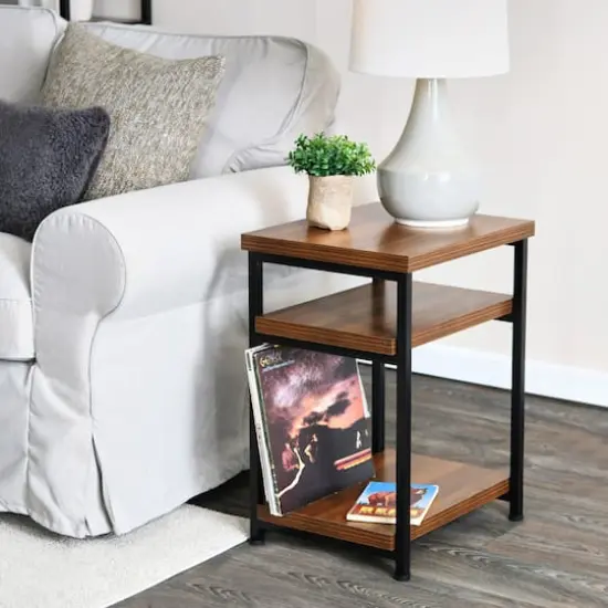 Household Essentials Jamestown 2-Shelf End Table Mid Century Walnut {5}