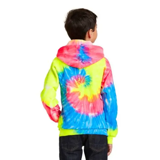 Port & Company&reg; Youth Tie-Dye Pullover Hooded Sweatshirt Neon Rainbow {6}
