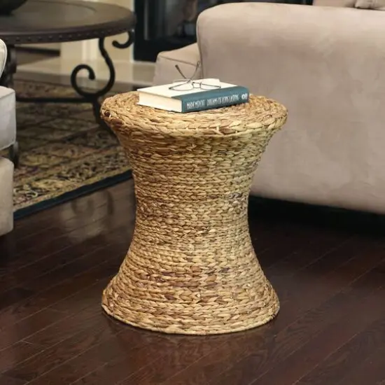 Household Essentials 21" Woven Hyacinth Hourglass End Table Natural {3}