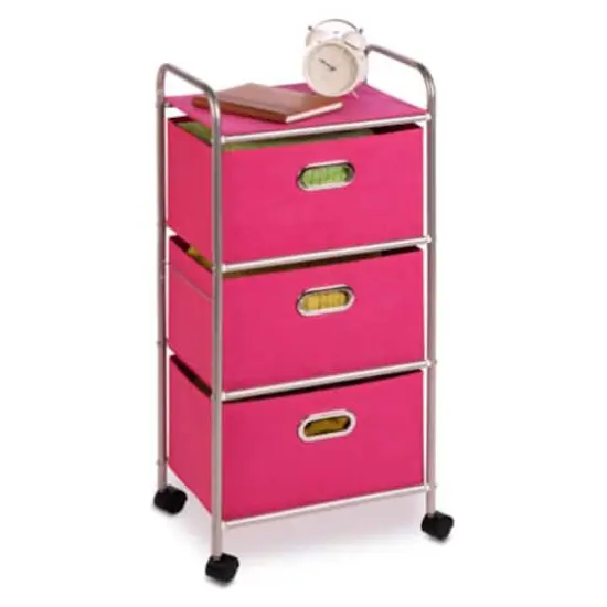 Honey Can Do Pink 3-Drawer Rolling Cart {3}