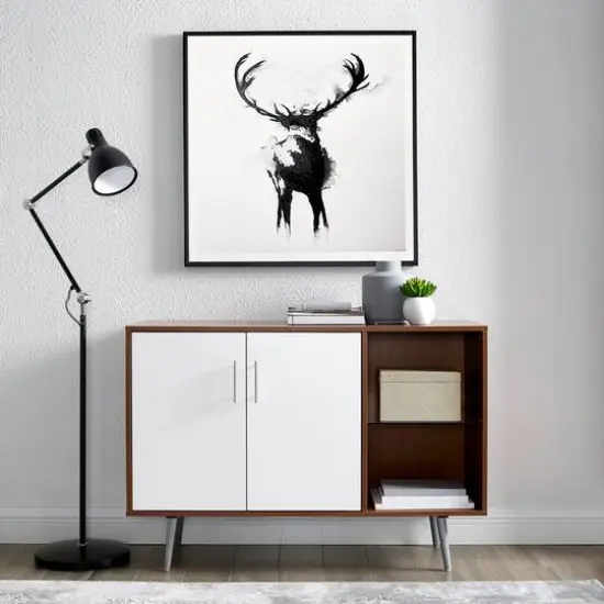 Walker Edison 44" Acorn & White Mid Century Modern Buffet {5}