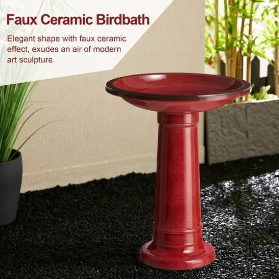 Glitzhome&reg; 21.5" Faux Ceramic Tall Pedestal Birdbath {6}
