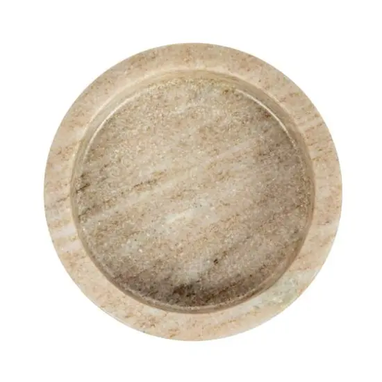 Hello Honey&reg; 5" Beige Round Marble Dish & Bottle Holder {8}