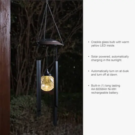 Glitzhome&reg; 32" Solar Powered LED Wind Chime Light {6}