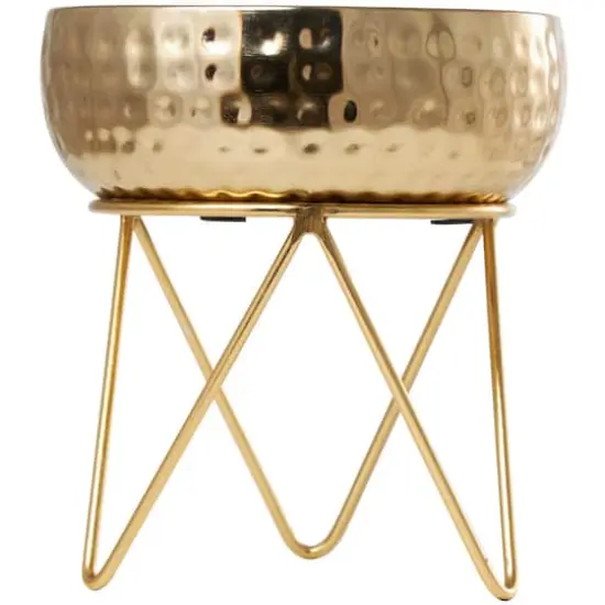 8" White Roses in Paradise Scented 3-Wick Candle with Hammered Gold Container and Tripod Stand {3}