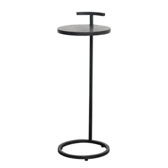 Hello Honey&reg; 2ft. Round Matte Black Metal Table with Handle {6}