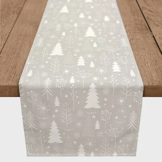 Winter Tree Soft Gray 16x90 Poly Twill Table Runner {3}