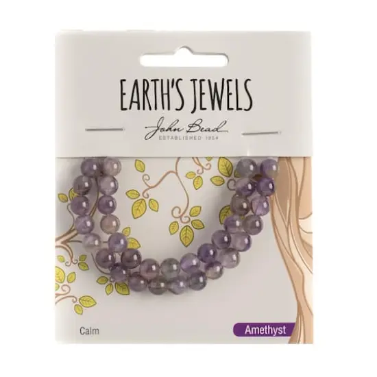 John Bead Earth's Jewels Natural Stone Round Beads, 6mm Dogtooth Amethyst {3}