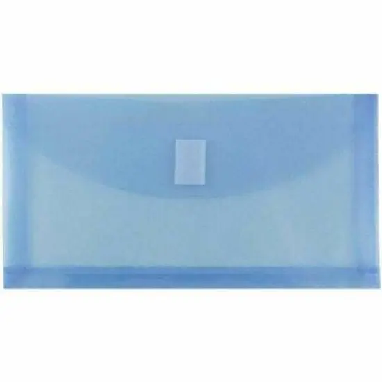 JAM Paper 5.25" x 10" Plastic #10 Business Filing Envelopes with Hook & Loop Closure, 108ct. Blue {1}