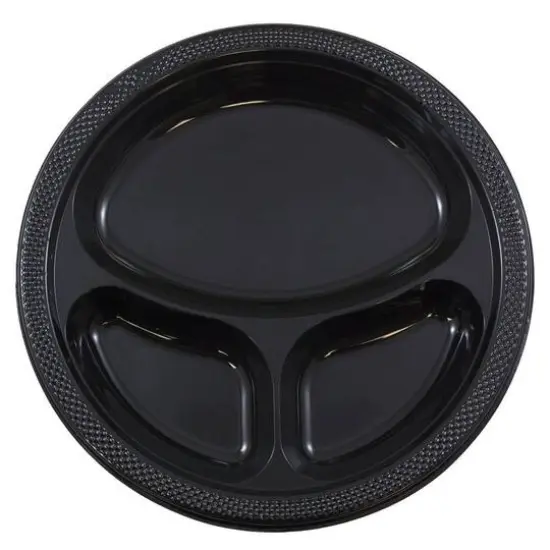 JAM Paper 10.25" Divided Plastic Party Plates, 20ct. Black {1}