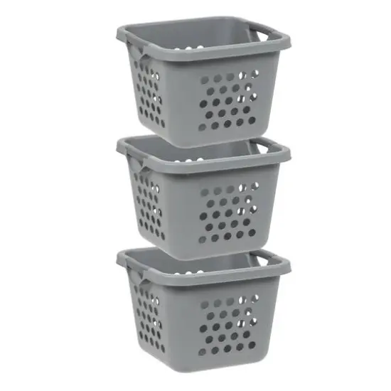 IRIS 30L Gray/Dark Gray Compact Laundry Basket Hamper, 3 Pack {6}