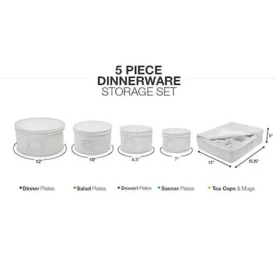 Sorbus 5-Piece Dinnerware Storage Set Beige {6}