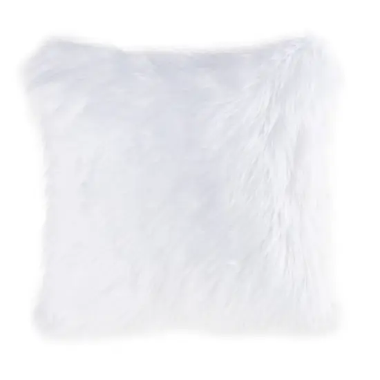 Hastings Home Himalayan Faux Fur Pillow, 18" x 18" White {1}