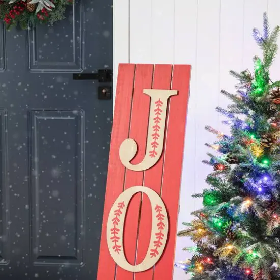 Glitzhome&reg; 42" Christmas JOY Wood Porch Sign {6}