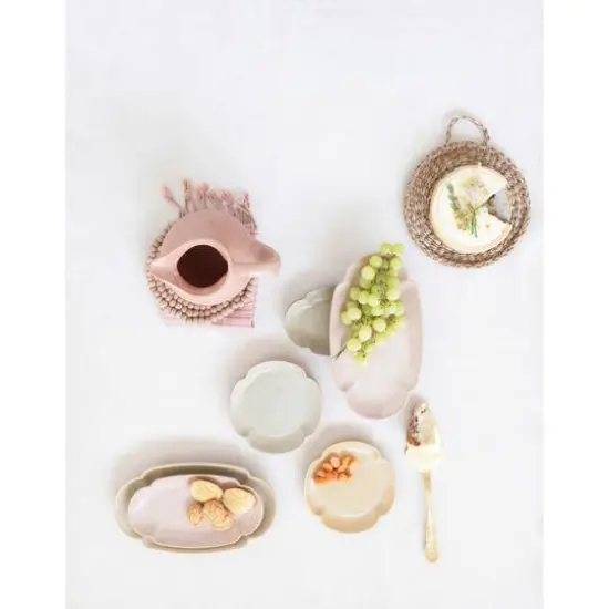 Hello Honey® Blue and Green Tones Handmade Wool Felt Ball Coaster Set {4}