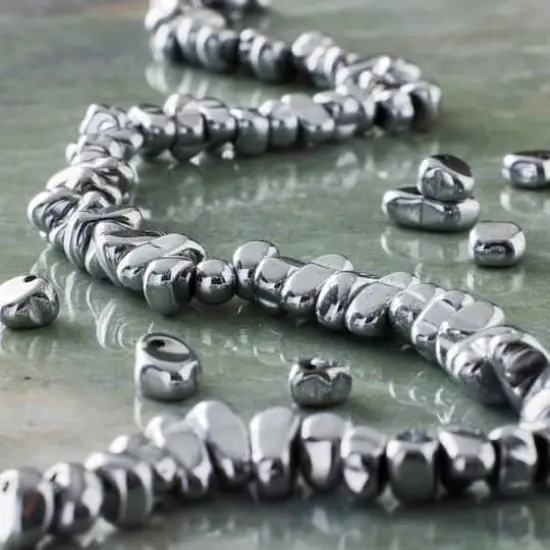 Rhodium Reconstituted Hematite Chip Beads by Bead Landing™ {3}