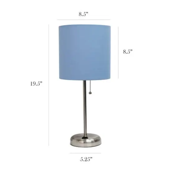 LimeLights 19.5" Brushed Steel Base Lamps with Charging Outlets, 2ct. Blue {4}
