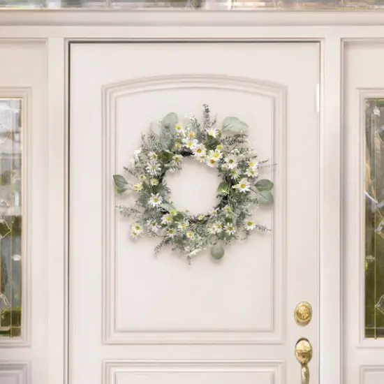 24" Artificial Daisy Floral Spring Wreath {6}