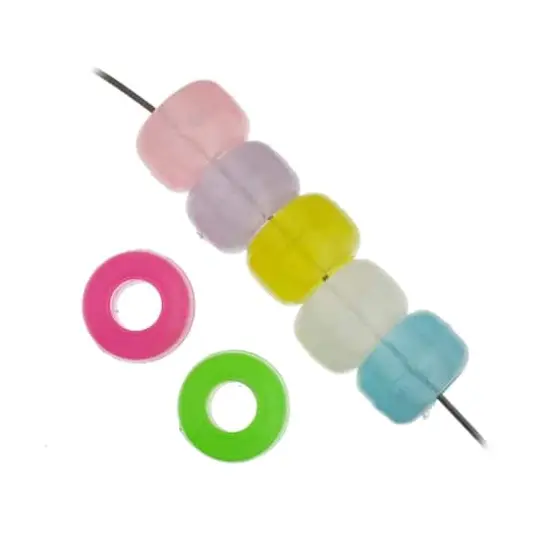 John Bead 9mm Plastic Pony Beads, 1,000ct. Assorted Glow-In-The-Dark {5}