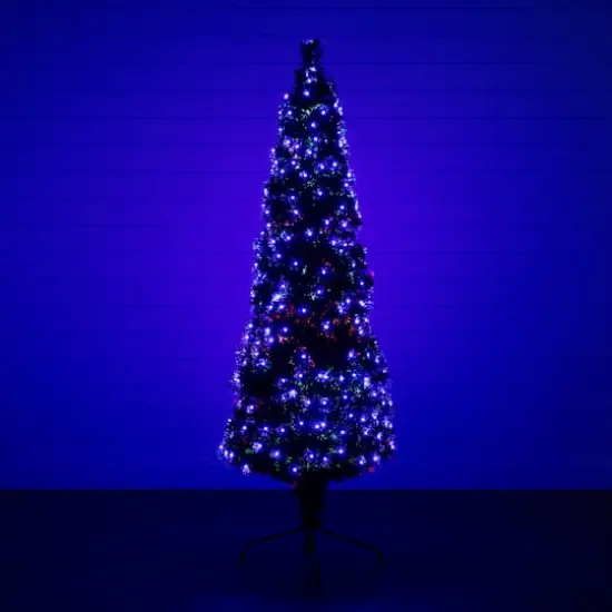 6ft. Fiber Optic Multicolor LED Lights Slim Pine Artificial Christmas Tree {6}