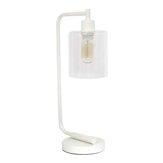 Lalia Home Modern Iron Desk Lamp with Glass Shade White {1}
