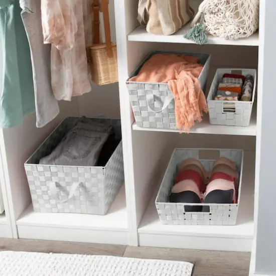 Simplify Large Woven Storage Bin Gray {7}