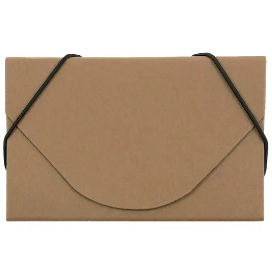 JAM Paper Kraft Ecoboard Business Card Case with Round Flap Natural Kraft {1}