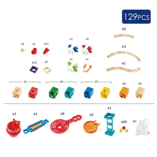 Hape Quadrilla Wooden Super Spiral Marble Run Construction Set {7}