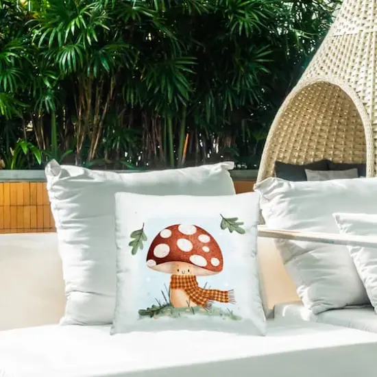 Stupell Industries Happy Mushroom in Scarf Outdoor Printed Pillow {3}
