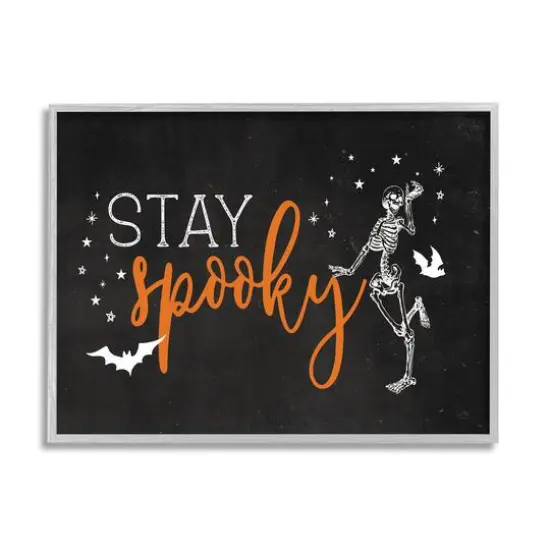 Stupell Industries Stay Spooky Skeleton Framed Giclee Art Gray {1}