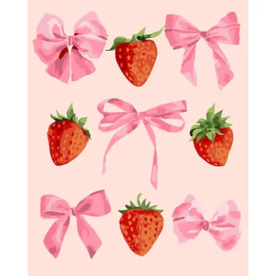 8" x 10" Coquette Bow & Strawberry Paint-by-Number Kit with Wood Display Hanger by Artist's Loft&reg; {1}