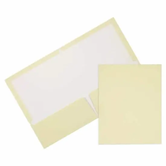 JAM Paper 9.5" x 11.5" Glossy Ivory 2 Pocket School Presentation Folders, 12ct. {1}