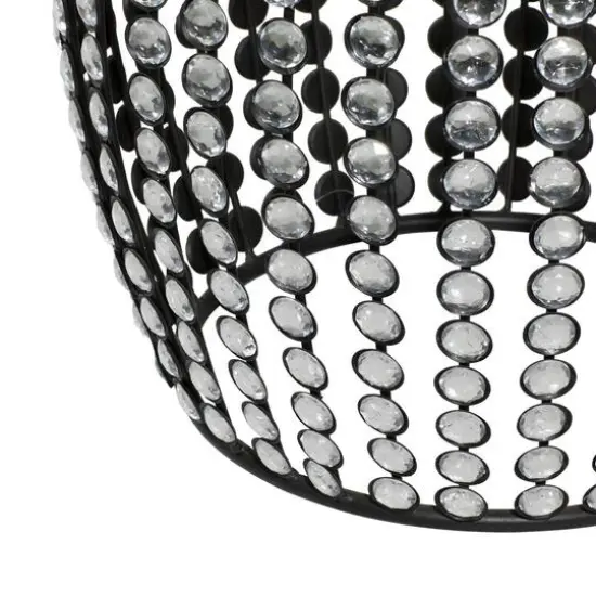 Black Iron and Wood Glam Accent Table, 19" x 16" x 16" {5}