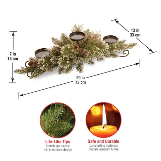 Glittery Bristle&reg; Pine Triple Candle Holder Centerpiece {5}