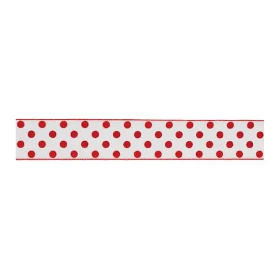 2.5" x 10yd. Red & White Wired Polka Dot Ribbon, 2ct. {3}