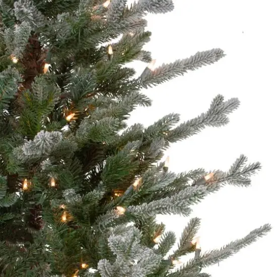 6.5ft. Pre-Lit Real Touch&trade;️ Flocked Little River Fir Artificial Christmas Tree, Clear Lights {5}