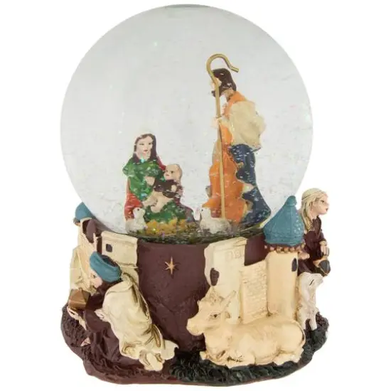 5.5" Nativity Scene Musical Snow Globe Glitterdome {5}