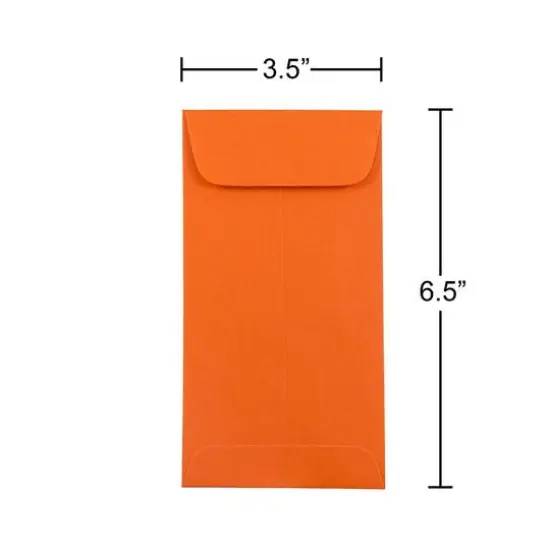 JAM Paper 3.5" x 6.5" Coin Business Envelopes, 50ct. Orange {6}
