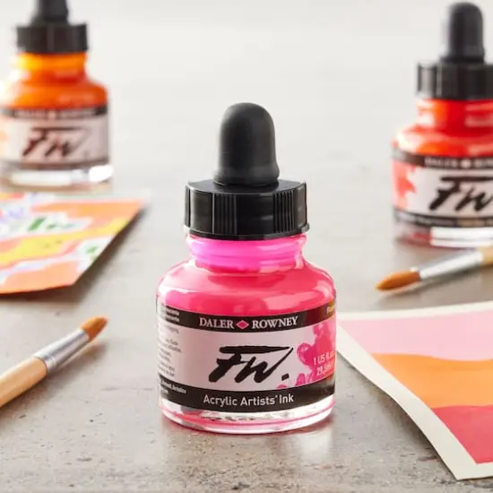 Daler-Rowney&reg; FW Acrylic Artists' Ink Fluorescent Pink {3}