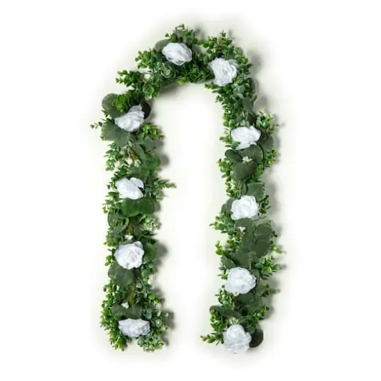 6ft. White Rose Foliage Garland by Ashland&reg; {1}