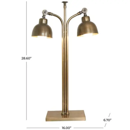 2ft. Brass Stainless Steel Desk Lamp with Double Shades {12}