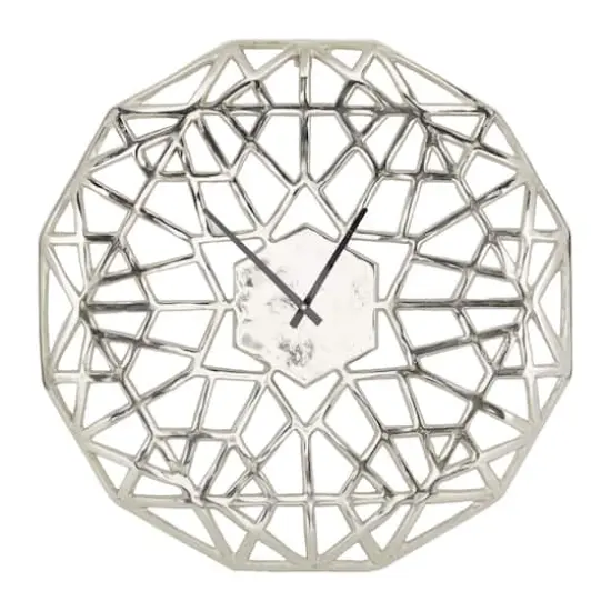 24" Contemporary Abstract Wall Clock Silver {1}