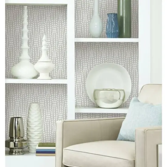 RoomMates Strands Peel & Stick Wallpaper Taupe and white {5}