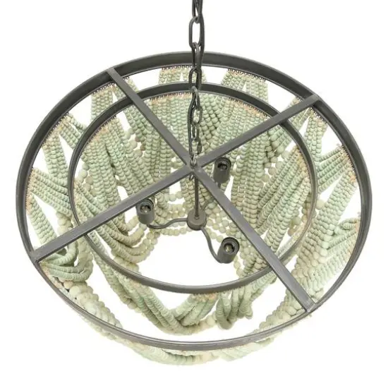 Hello Honey&reg; 27.5" 2-Tier Draped Wood Bead Chandelier Green {8}